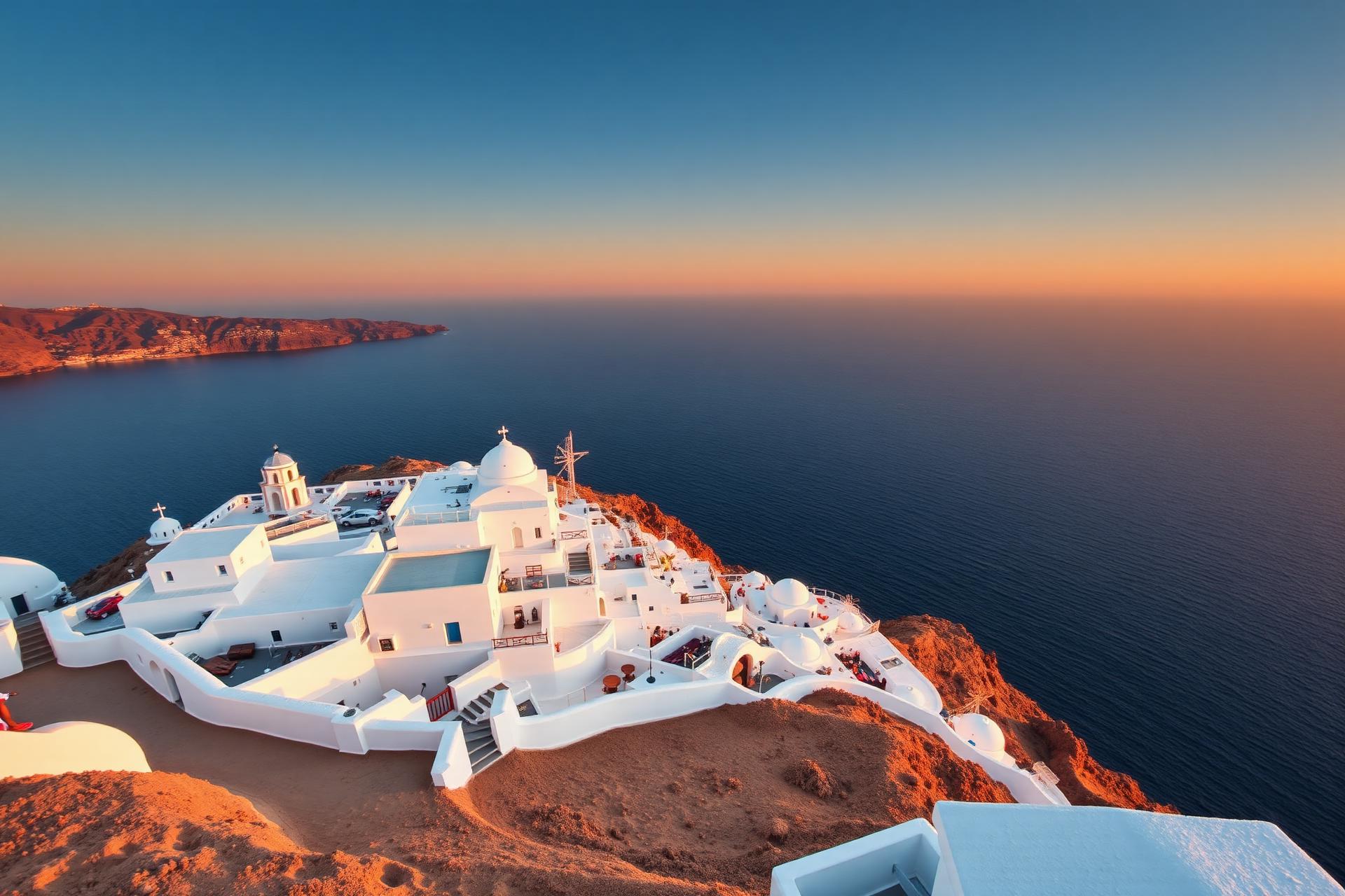 Santorini coastline at sunset